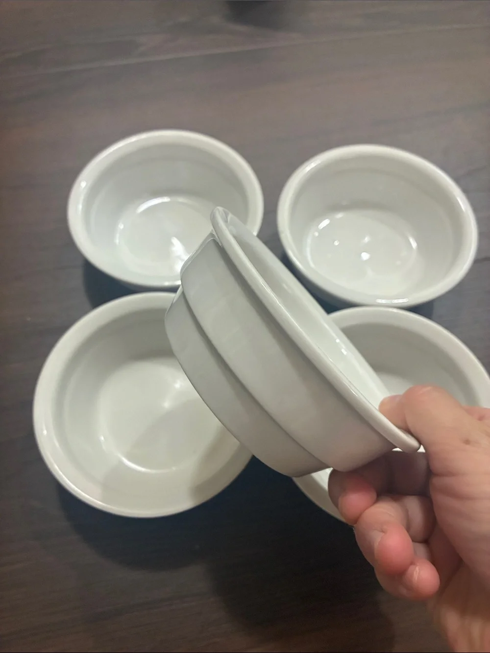 5 Set White Ceramic Ramekin Classic Oven-Safe Prep Bowls
